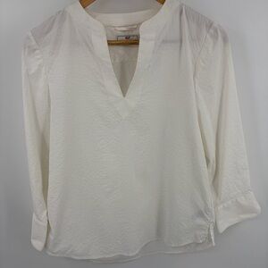 Vineyard Vines harbor Savannah popover v-neck 3/4 sleeve white blouse womens XS